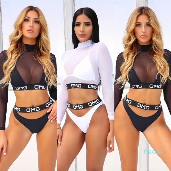 

wholeomg 3pcs mesh vest women bikini set swimwear bathing beac270r