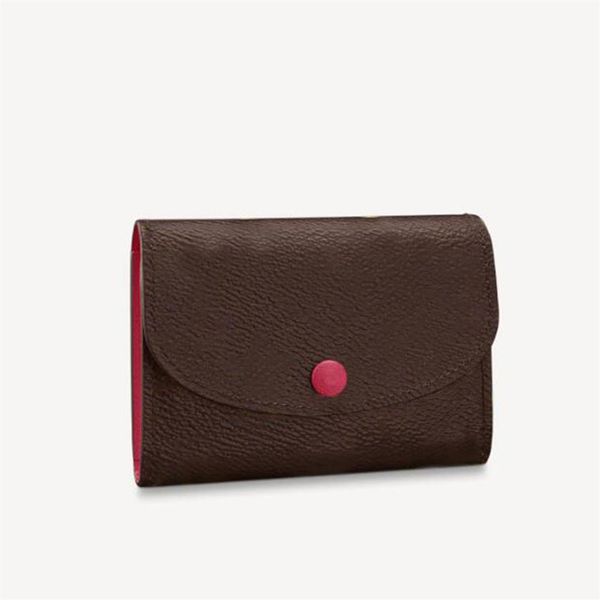 

m41939 rosalie wallets women button short credit card purses fashion leather coated canvas clutch coin purse pocket pouch with box264z, Red;black