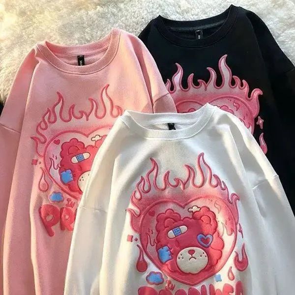 

women's hoodies sweatshirts y2k pink sweatshirt women fake two piece oversize hoodie female loose korean fleece streetwear letter embro, Black