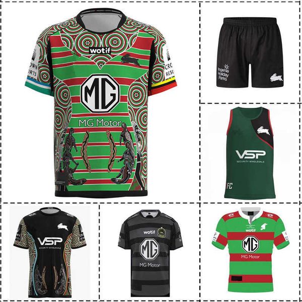 

2023 south sydney rabbitohs anzac / indigenous / john sattler commemorative / singlet rugby jersey - mens size s-5xl, White;black