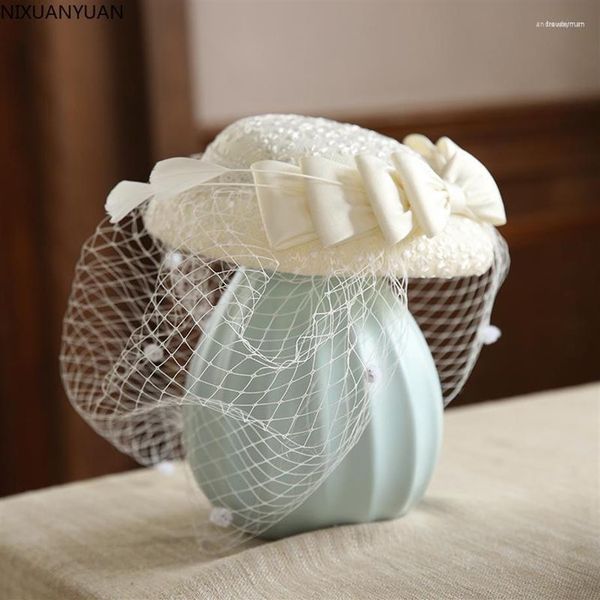 

headpieces bridal hat with veil short mesh weddings for bride cap fashion church womens party headwear200h, Silver