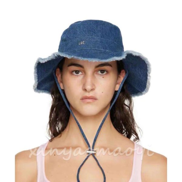

blue cowboy hat jac washed printed big-brimmed fisherman hat, made of old raw edge rope sunblock hat gz218971, Blue;gray