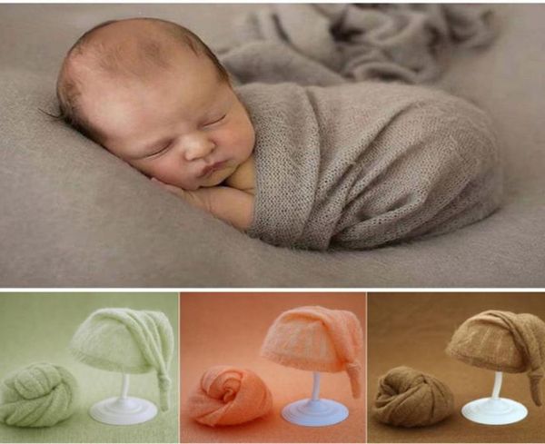 

caps hats born baby pography props soft mohair cute bonnet knitted wraps blanket studio shoots fotografia po7173919, Yellow