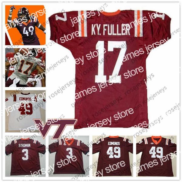 

american college football wear ncaa virginia tech hokies #17 kyle fuller 4 deangelo hall eddie royal 22 terrell edmunds 49 tremain308o, Black