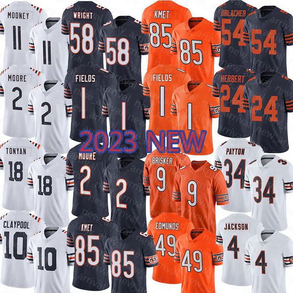 

cole kmet football jersey justin fields dj moore man darnell wright tremaine edmunds jaquan brisker chase claypool robert tonyan chase clayp, Black;red