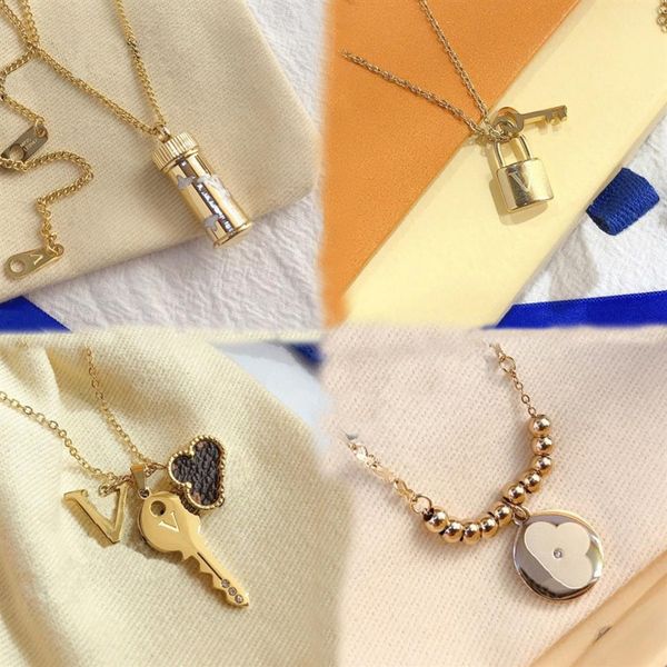 

luxury design necklace 18k gold plated stainless steel necklaces choker chain letter pendant fashion womens wedding jewelry access171b, Silver