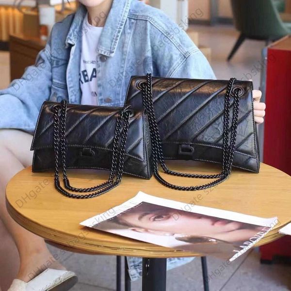 

high end hourglass bag designer handbags tote pleated armpit chain layer cowhide single genuine leather handbag shoulder bags diagonal bag