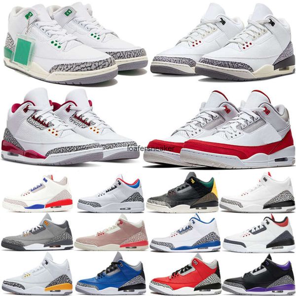 

3 men basketball shoes 3s sneakers white cement reimagined fire red cardinal dark iris pine green unc rust pink black cat wizards mens women