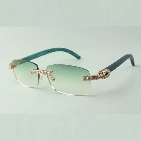 

xl diamond wooden sunglasses 3524026 with natureal green wood legs and 56 mm lenses, White;black