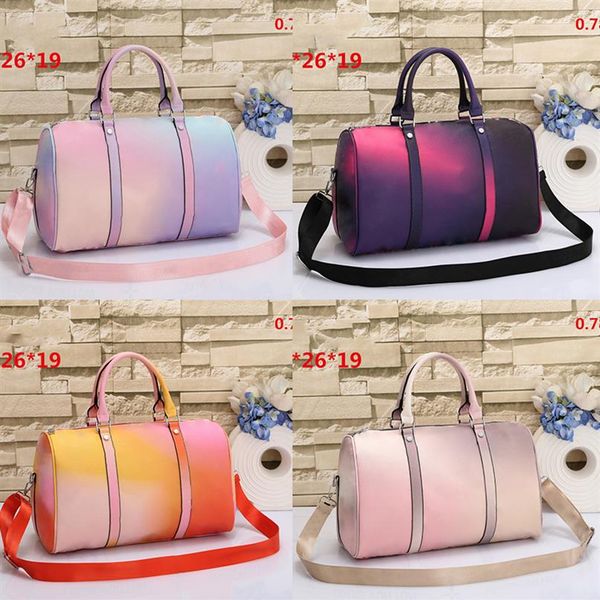 

45cm brand designers men women gradient duffle bag travel bags luxury totes suitcases travels bag pu luggage handbags large capaci295j