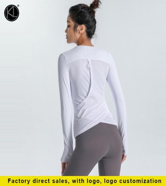 

yoga women new sports running exercise training tshirts slim fitted long sleeve fitness clothes girl fashion white pink blac1671690