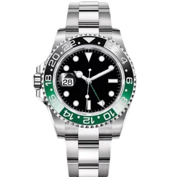 

2022 left-handed new mens gmt watch 40mm green black ceramic sprite circle mechanical automatic sapphire mens men wristwatch no bo311s, Slivery;brown