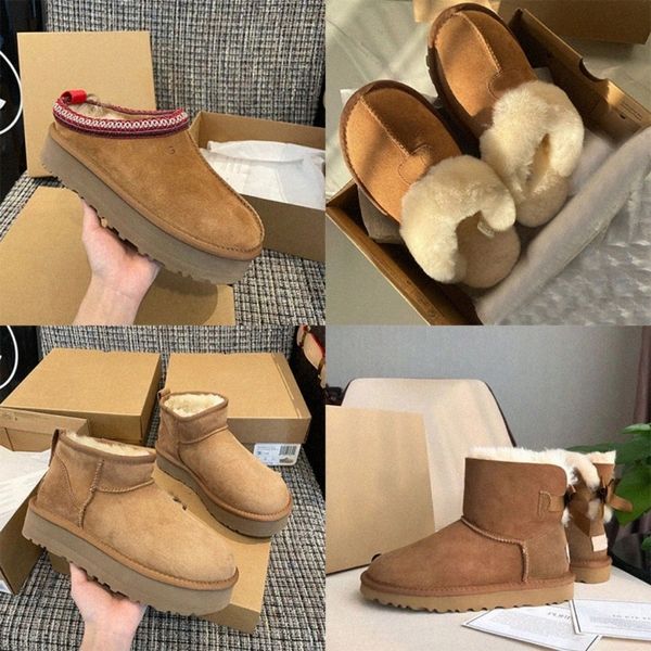 

tasman australia tazz ultra ugglies short ug boot mini bottes uggli brown platform fur chestnut boots women snow red pink blue slippers shea, Black
