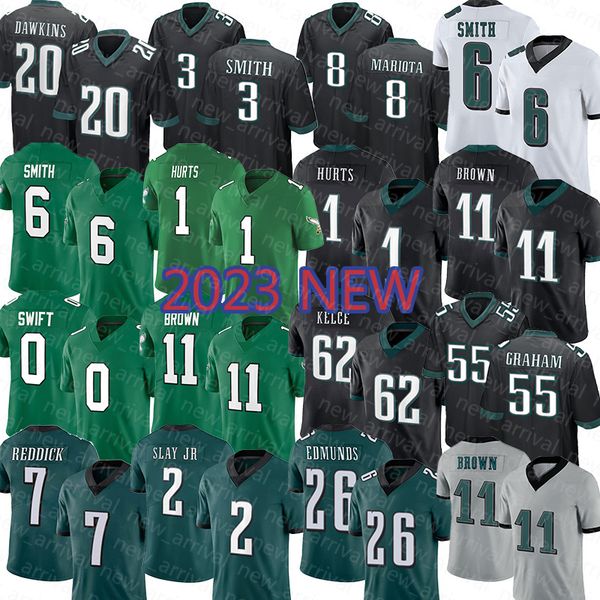 

a.j. brown football jersey jalen hurts devonta smith d'andre swift man terrell edmunds jason kelce brandon graham haason reddick darius, Black;red