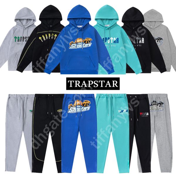

mens designer trapstar hoody and pants luxury brand tracksuit autum sports suit long sleeve hooded mens womens fashion sport gym clothing c, Black