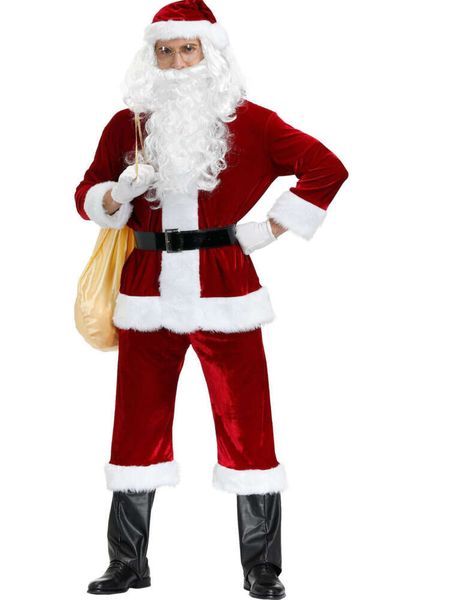 

m-4xl men's santa claus costume large size role playing uniform stage costume445, Black;red
