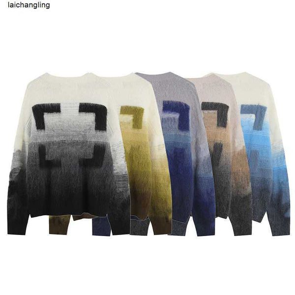 

designers sweater mens womens arrow color gradient cardigan lover senior classic multicolor round neck autumn winter keep warm comfortable 2, White;black
