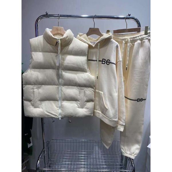

winter women tracksuit bc designer hoodie down vest pants three piece set women's hooded sweater casual sweatants, Gray