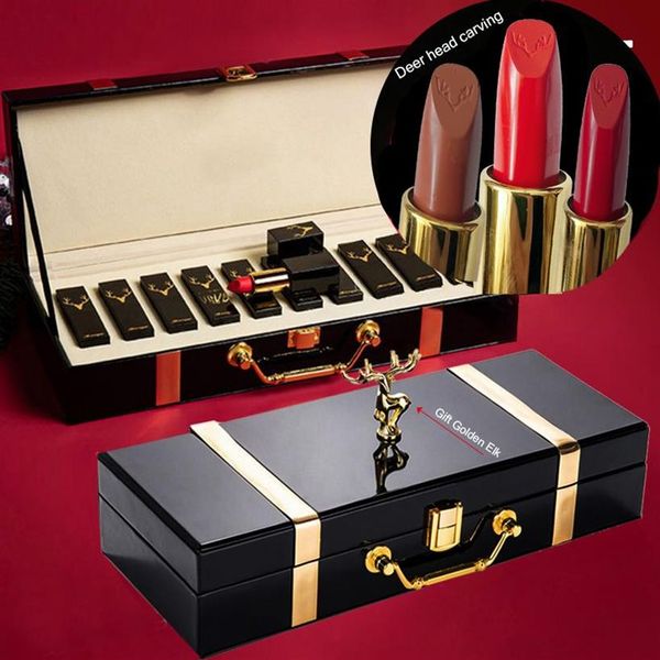 

lipstick 10 pc christmas high-value gift box not easy to fade makeup moisturizing birthday gift nude lip stick lipgloss set220t