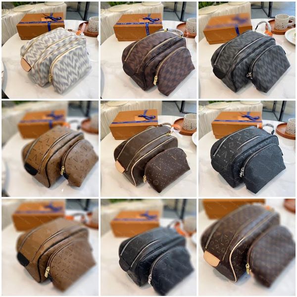 

2 pieces cosmetic bag designer makeup bags toiletry pouch embossed leather clutch purses designers woman handbag luxury mens v was262n