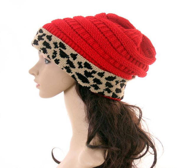 

11color leopard knit hats women winter leopard patchwork knitted beanies hat warm skull crochet caps woolen cap gga360423760416, Yellow