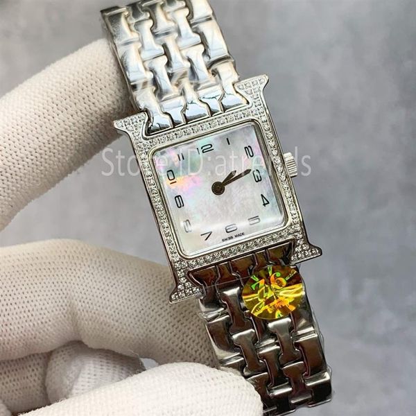 

fashion quartz watch women gold silver dial rhinestone bezel full stainless steel band wristwatch classic square design ladies311n, Slivery;brown