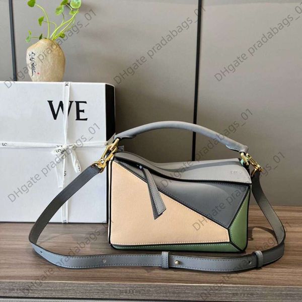 

puzzle edge colored glazed satin cowhide small shoulder bag crossbody bag handbag high quality