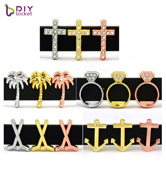 

8mm mix style slide charms 10 pieceslot fit diy wristband belt bracelet lssc3433981648844, Black