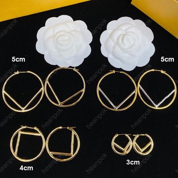 

women hoops earrings designer fashion big letters gold hoop earrings brands jewelry luxurys stud f earring with box 2281a, Golden;silver