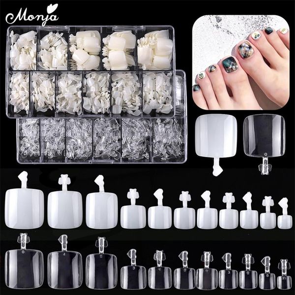 

false nails monja 550pcsbox false toe nails full cover foot nail tips acrylic clear natural fake nails uv gel extension manicure t259r, Red;gold