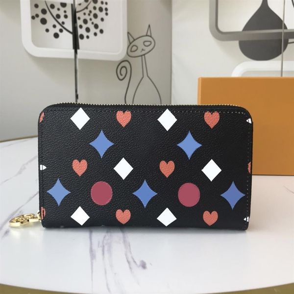 

fashion designers zippy wallet mens womens leather zipper wallets highs quality flowers coin purse handbags long card holder origi262z, Red;black