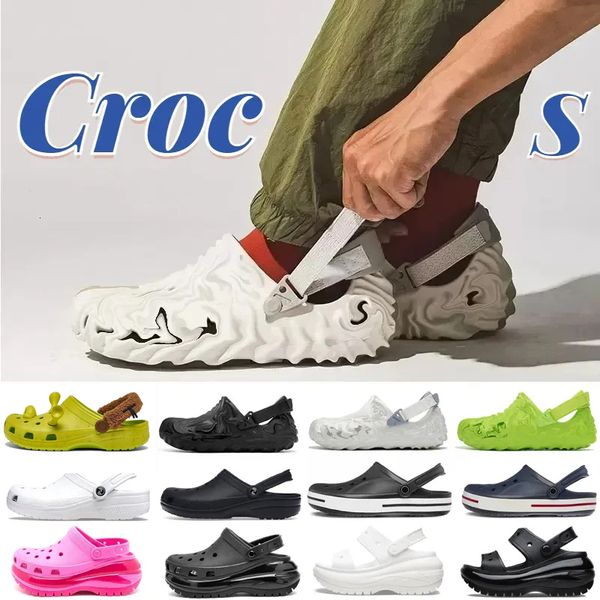 

designer shrek bembury croc charms tribute sandals slides slippers platform clog mens women croos slide white pink beach cross-tie rubber lo, Black