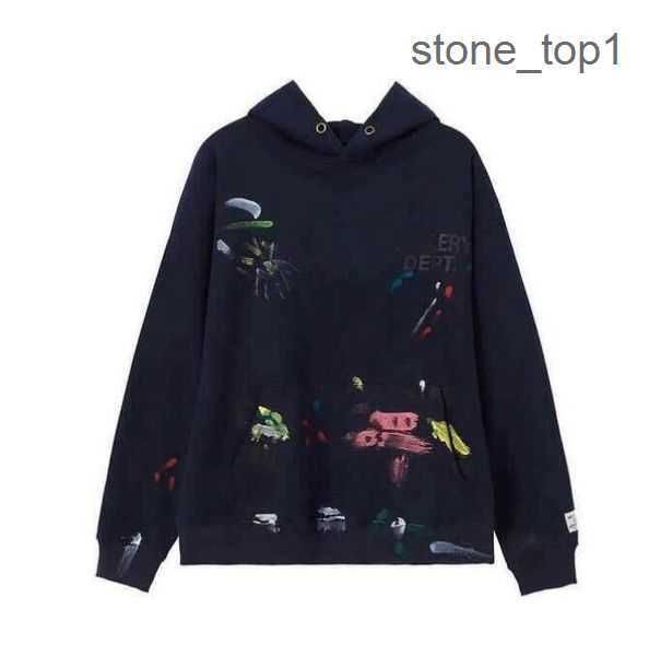 

galery dept hoodie winter men's hoodies sweatshirts designer painted graffiti used letters printed loose casual fashion galleryes depts, Black