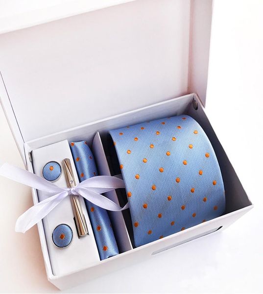 

polka dots neck tie set necktie paisley men silk tie british style business tie hanky sets wedding party accessories2770323, Black;blue