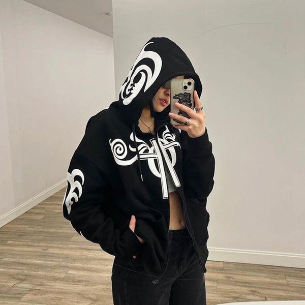 

abstract print hoodie mens womens zipper hooded antics long sleeves sweatshirts ysfe1334 hip-hop fashion leisure streetwear men women jacket, Black