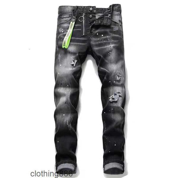 

designer jeans mens pants linen pants hip hop men jeans distressed ripped biker slim fit motorcycle denim for men, Blue
