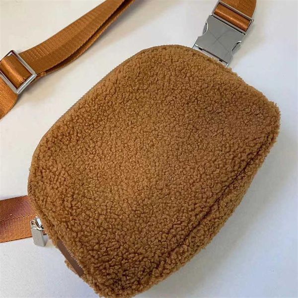 

outdoor sports bags lu belt fleece bag women men winter plush waist bag ladies sport gym elastic adjustable strap zipper fanny pac329i