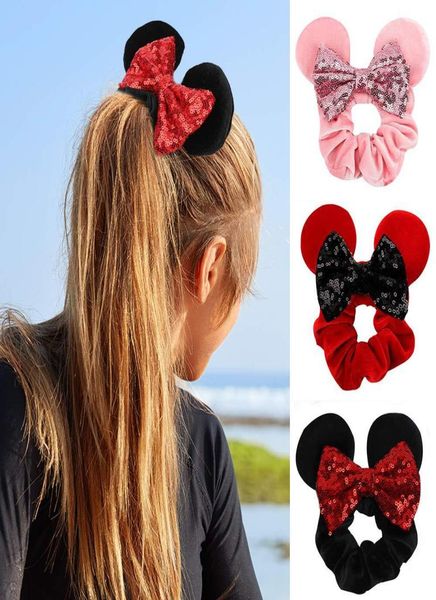 

mouse ears scrunchies headband hair accessories sequin hairband velvet hairbows hair tie ponytail holder for women girls4307485, Slivery;white