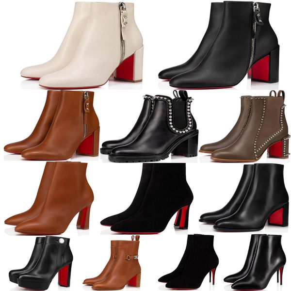 

fashion women ankle boots senior ziptotal boot italy luxurious zipper suede calfskin coarse heel pumps designer casual booty evening dress s, Black