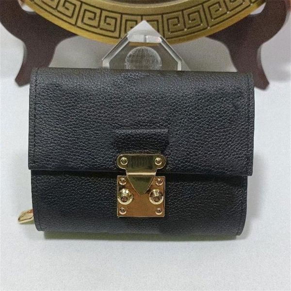

5a womens designer metis compact wallet short wallets card holder fashion flower printing purse snap fastener m7hm#2902, Red;black