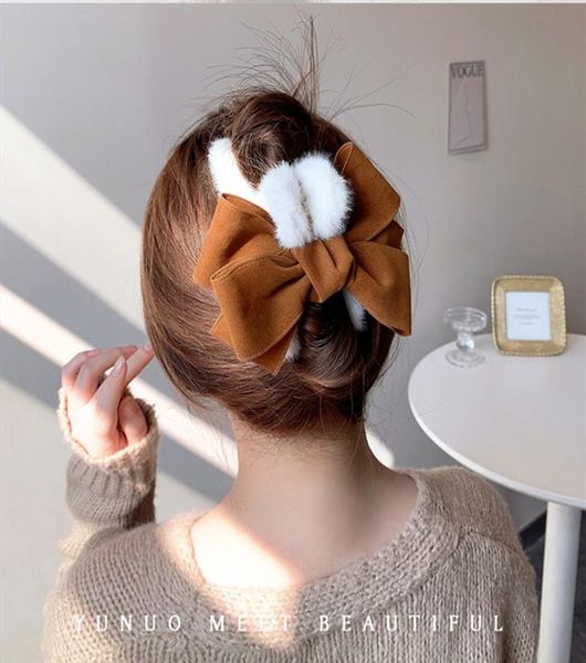 

1pc fashion velvet bow hair claws hair accessories elegant trendy ladies headwear geometric hair crab clips for female woman7624894, Slivery;white
