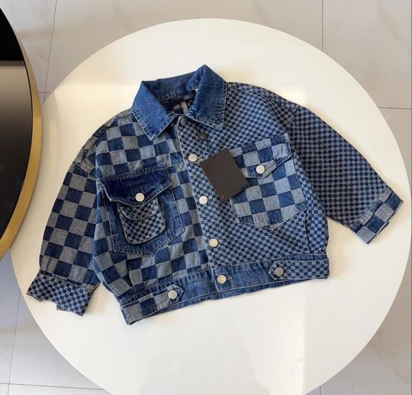 

2023ss spring children denim jacket casual fashion branded jackets designer boys girls lapel turn-down jacket kids jackets big boys outwear, Blue;gray