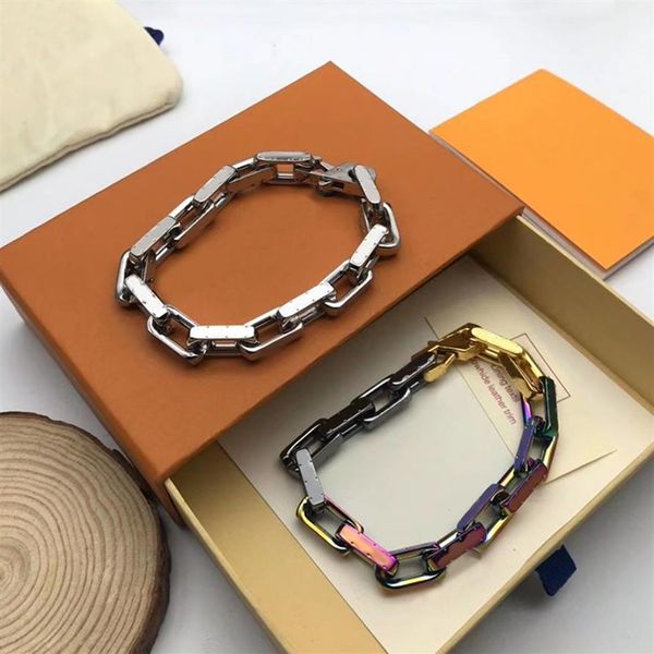 

2022 classic chain designer bracelet mens fashion tempered domineering stainless steel bracelet european and american luxur215z, Black