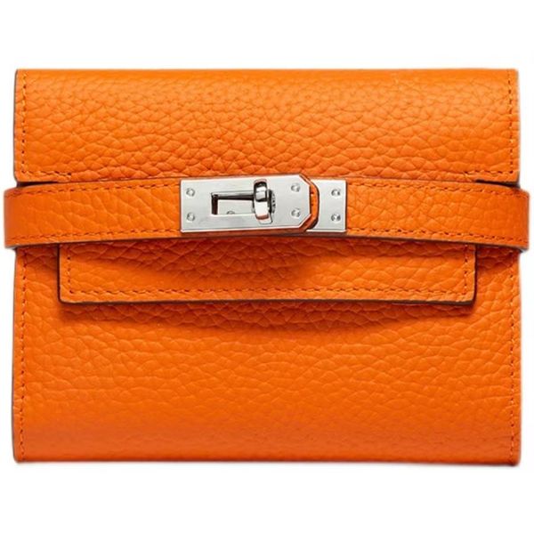 

designer wallets for woman high-end togo leather niche leather fashion purses women's clips two-fold holders men's he012454, Red;black