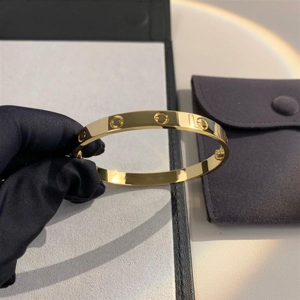 

love series gold bangle for man au 750 gold plated 18 k 16-21 size with box with screwdriver 5a premium gifts couple bracelet 0522949, Black