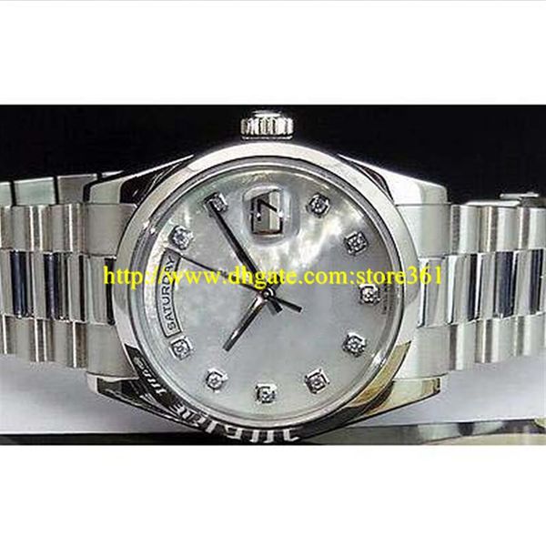

store361 new arrive watches new 36mm platinum president mop diamond dial - 118206235l, Slivery;brown