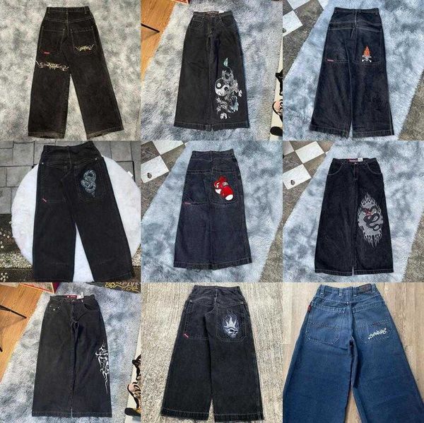 

mens designer jeans jnco y2k streetwear fashion hip hop boxing gloves graphic print baggy black pants men women harajuku gothic wide trouser, Blue