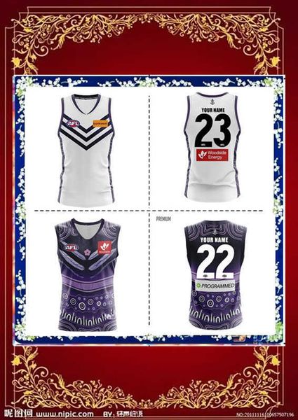 

2023 fremantle dockers home guernsey jersey 2023/2024 fremantle dockers guernsey indigneous rugby jersey size s--3xl, White;black