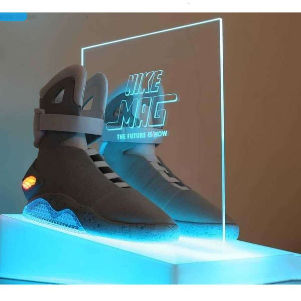 

new limited sale automatic laces shoes air mag sneakers marty mcfly's led back to the future glow in the dark gray mcflys man sports si, Black