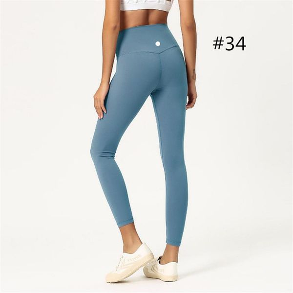 

ll-1903 solid color womens yoga high waist long pants yoga outfits exercise fitness wear girls running leggings elastic spor2534
